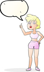 speech bubble cartoon happy gym woman