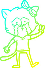 cold gradient line drawing cartoon cat