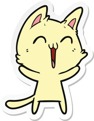 sticker of a happy cartoon cat