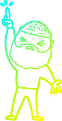 cold gradient line drawing cartoon man with beard