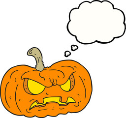 thought bubble cartoon halloween pumpkin