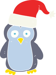 flat color illustration of a cartoon penguin