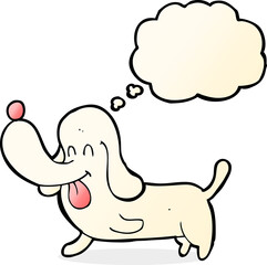 cartoon happy dog with thought bubble