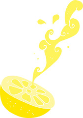 flat color illustration of a cartoon lemon
