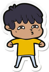 sticker of a cartoon curious man