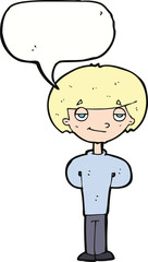 cartoon happy man with speech bubble