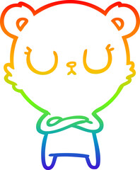 rainbow gradient line drawing peaceful cartoon bear cub