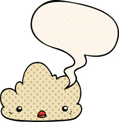 cute cartoon cloud and speech bubble in comic book style