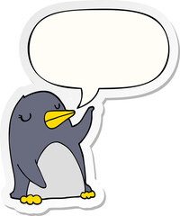 cartoon penguin and speech bubble sticker