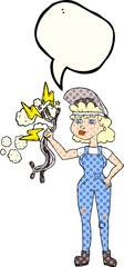 comic book speech bubble cartoon electrician woman