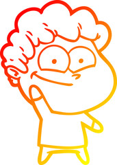 warm gradient line drawing cartoon happy man