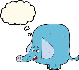 cartoon funny elephant with thought bubble