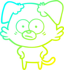 cold gradient line drawing nervous dog cartoon