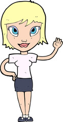 cartoon woman waving