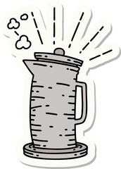 sticker of tattoo style coffee jug