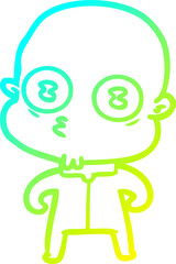 cold gradient line drawing cartoon weird bald spaceman