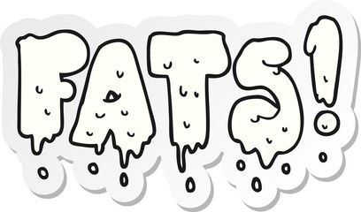 sticker of a cartoon fats word text