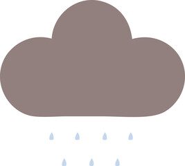 flat color retro cartoon storm rain cloud