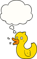 cartoon quacking duck and thought bubble