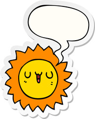 cartoon sun and speech bubble sticker