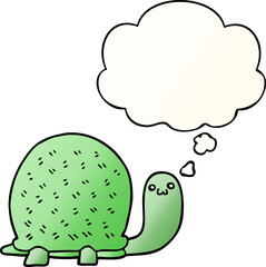 cute cartoon turtle and thought bubble in smooth gradient style