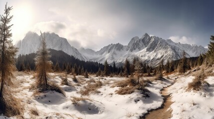 illustration,slovakia winter mountain, ai generative