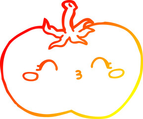 warm gradient line drawing cartoon tomato