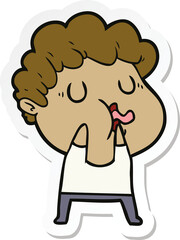 sticker of a cartoon man pulling face