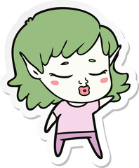 sticker of a pretty cartoon elf girl