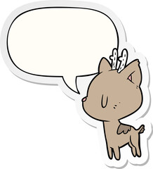 cute cartoon deer and speech bubble sticker