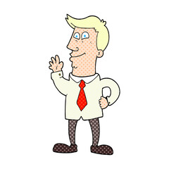 cartoon waving man