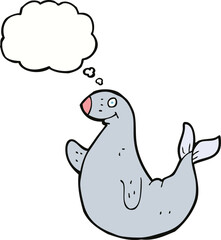 cartoon seal with thought bubble