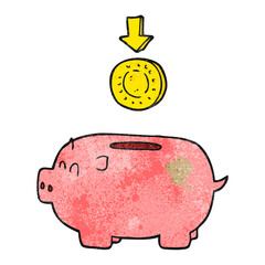 textured cartoon piggy bank