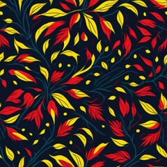 seamless red and yellow floral background. generative AI 