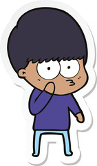 sticker of a curious cartoon boy