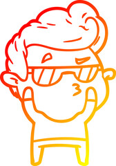 warm gradient line drawing cartoon cool guy