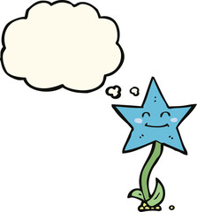cartoon star flower with thought bubble