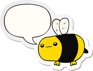 cartoon bee and speech bubble sticker