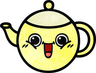 retro grunge texture cartoon tea pot