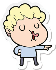 sticker of a cartoon man pulling face