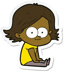 sticker of a happy cartoon girl