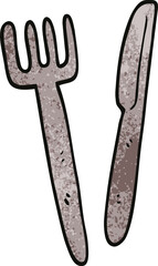cartoon doodle knife and fork