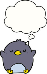 cartoon penguin and thought bubble