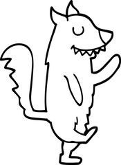 line drawing cartoon dancing dog