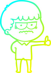 cold gradient line drawing cartoon annoyed man