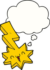 cartoon lightning bolt and thought bubble