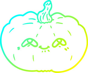 cold gradient line drawing happy cartoon pumpkin