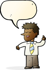 cartoon man with good idea with speech bubble