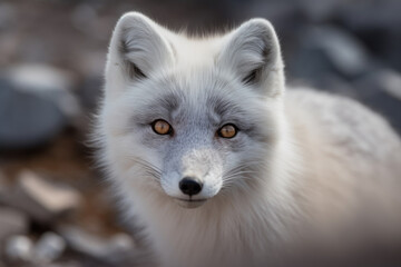 beautiful arctic fox looking at the camera.