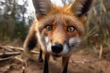 Fototapeta premium beautiful red fox looking at the camera.
